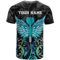 Personalized Elegant Wings and Dartboard Design T Shirt with Swirling Floral Patterns - Wonder Print Shop