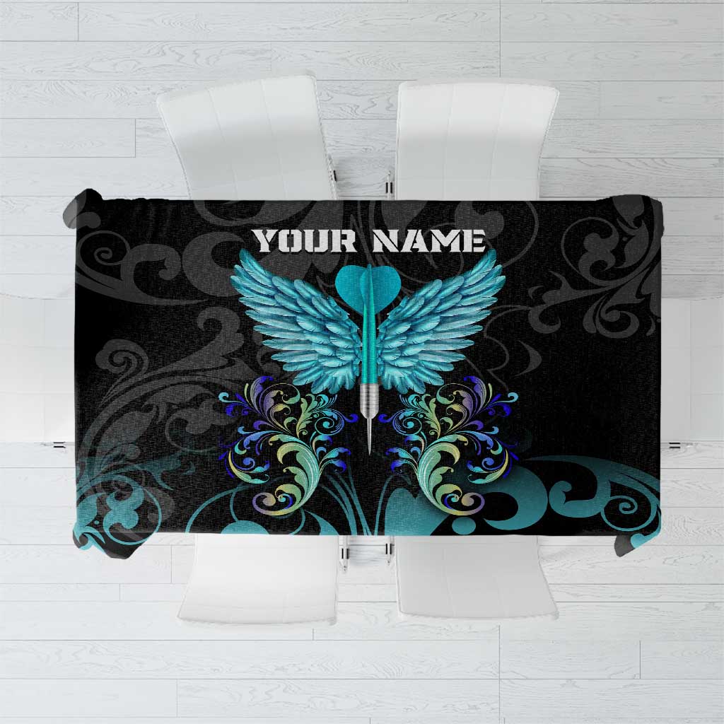 Personalized Elegant Wings and Dartboard Design Tablecloth with Swirling Floral Patterns - Wonder Print Shop