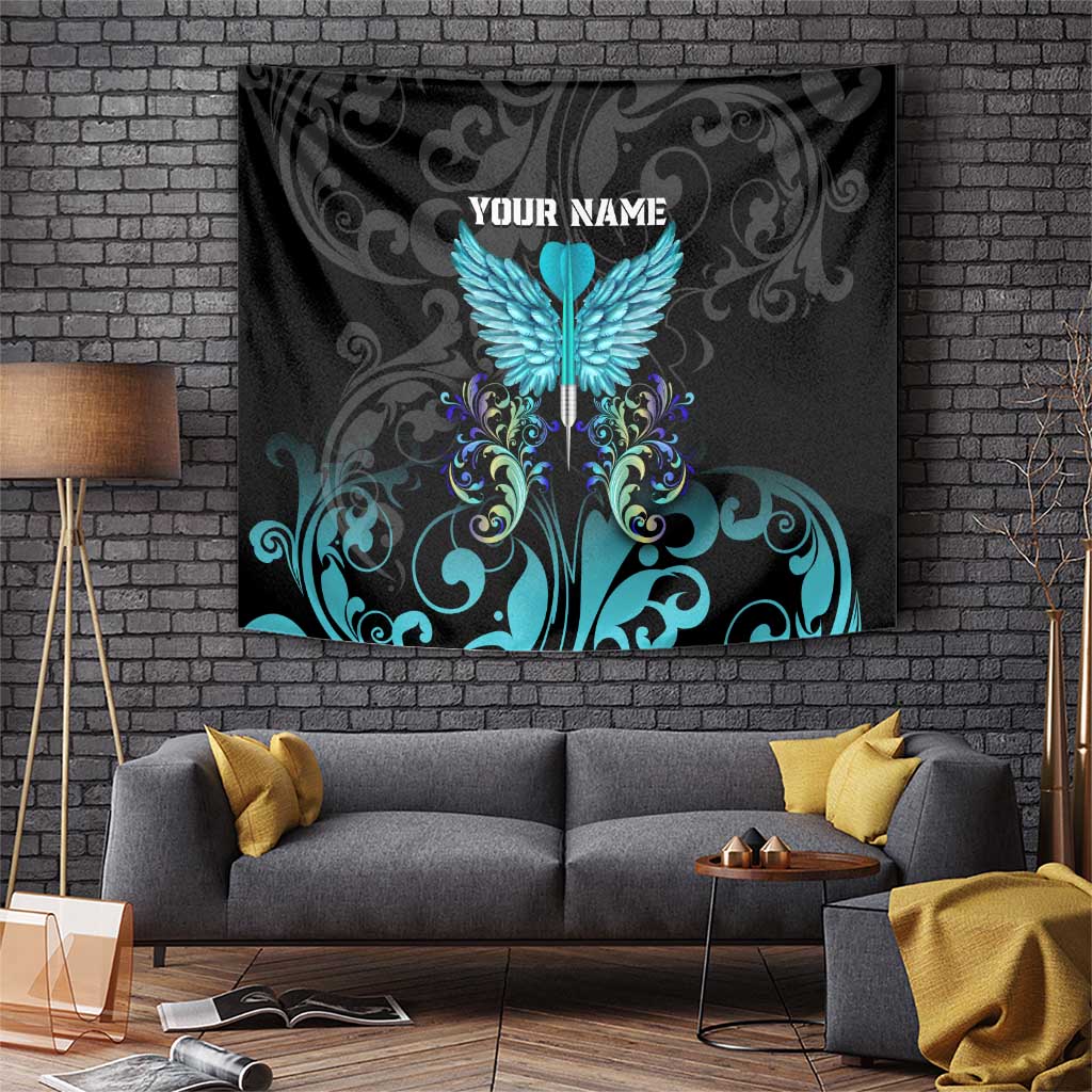 Personalized Elegant Wings and Dartboard Design Tapestry with Swirling Floral Patterns - Wonder Print Shop