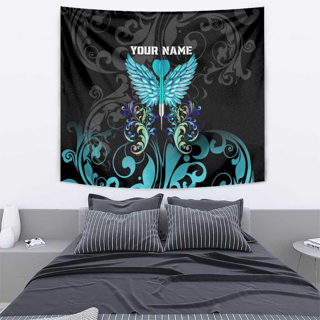 Personalized Elegant Wings and Dartboard Design Tapestry with Swirling Floral Patterns - Wonder Print Shop