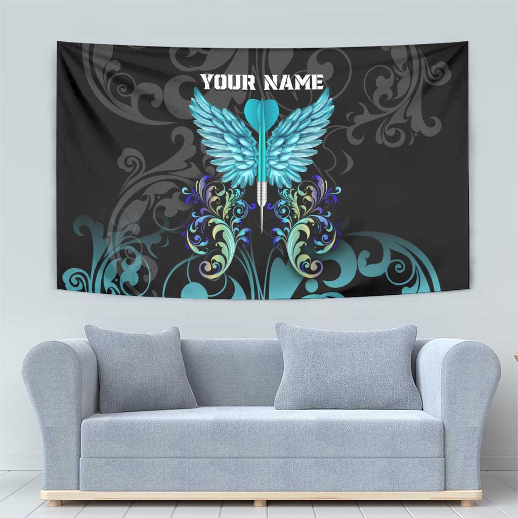 Personalized Elegant Wings and Dartboard Design Tapestry with Swirling Floral Patterns - Wonder Print Shop