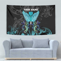 Personalized Elegant Wings and Dartboard Design Tapestry with Swirling Floral Patterns - Wonder Print Shop