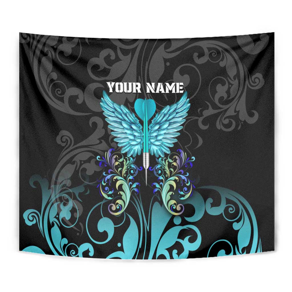 Personalized Elegant Wings and Dartboard Design Tapestry with Swirling Floral Patterns - Wonder Print Shop