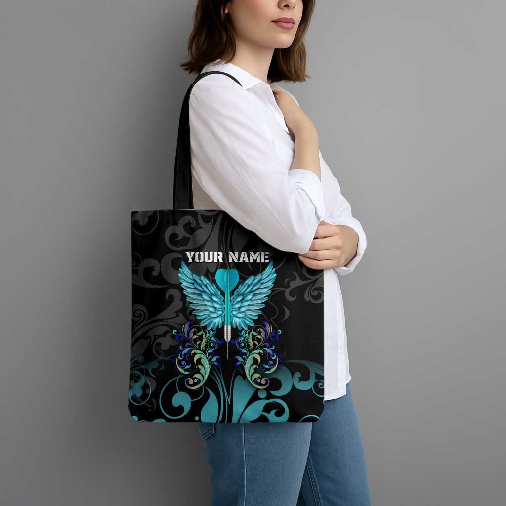 Personalized Elegant Wings and Dartboard Design Tote Bag with Swirling Floral Patterns - Wonder Print Shop