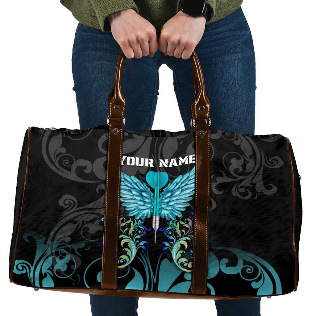 Personalized Elegant Wings and Dartboard Design Travel Bag with Swirling Floral Patterns - Wonder Print Shop