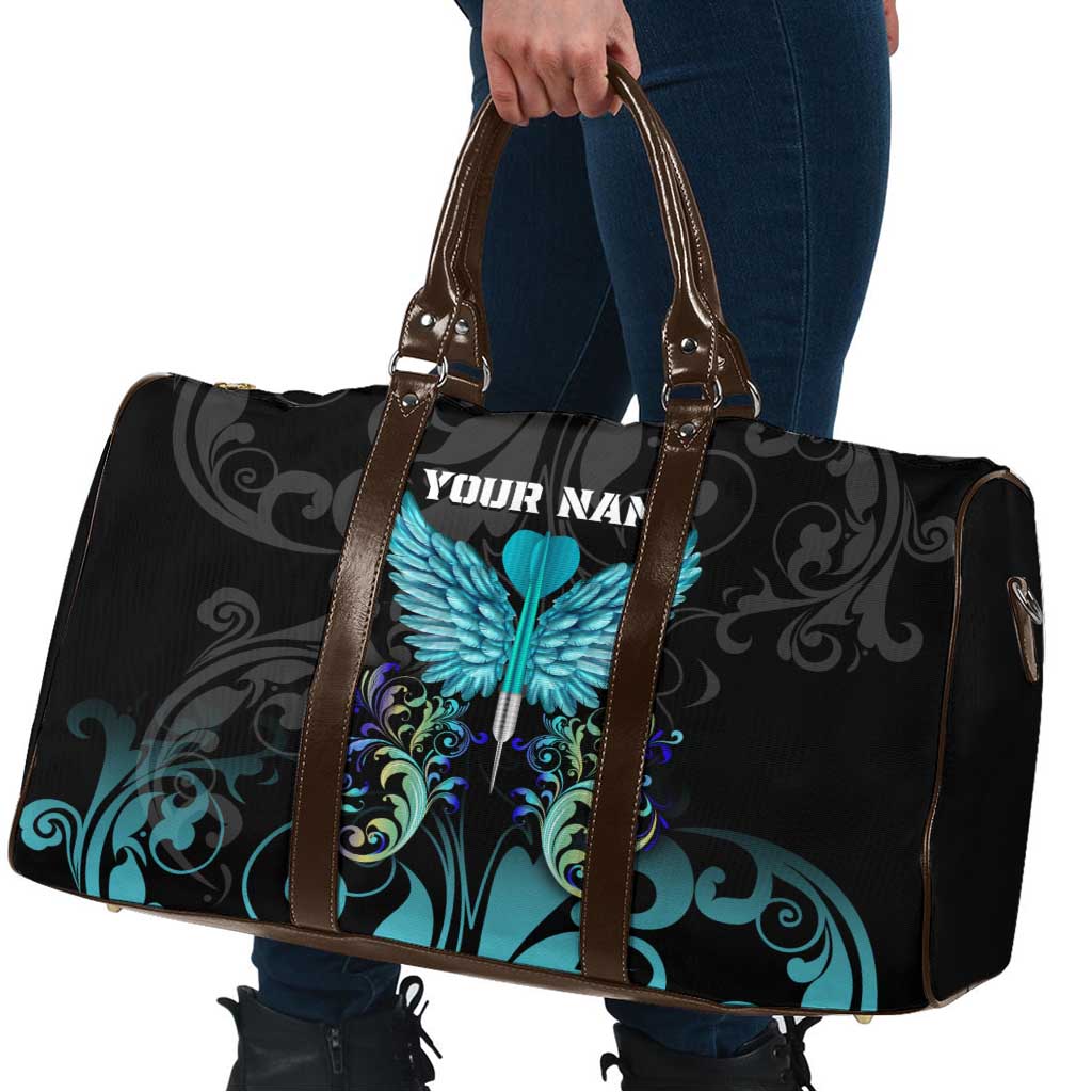 Personalized Elegant Wings and Dartboard Design Travel Bag with Swirling Floral Patterns - Wonder Print Shop