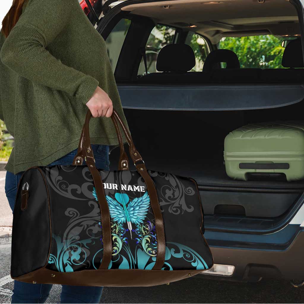 Personalized Elegant Wings and Dartboard Design Travel Bag with Swirling Floral Patterns - Wonder Print Shop
