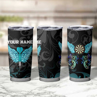 Personalized Elegant Wings and Dartboard Design Tumbler Cup with Swirling Floral Patterns - Wonder Print Shop