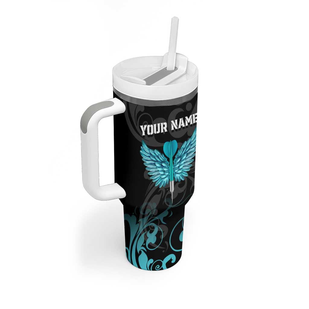 Personalized Elegant Wings and Dartboard Design Tumbler With Handle with Swirling Floral Patterns - Wonder Print Shop