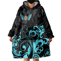 Personalized Elegant Wings and Dartboard Design Wearable Blanket Hoodie with Swirling Floral Patterns - Wonder Print Shop