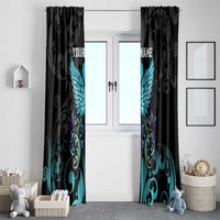 Personalized Elegant Wings and Dartboard Design Window Curtain with Swirling Floral Patterns - Wonder Print Shop
