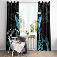 Personalized Elegant Wings and Dartboard Design Window Curtain with Swirling Floral Patterns - Wonder Print Shop