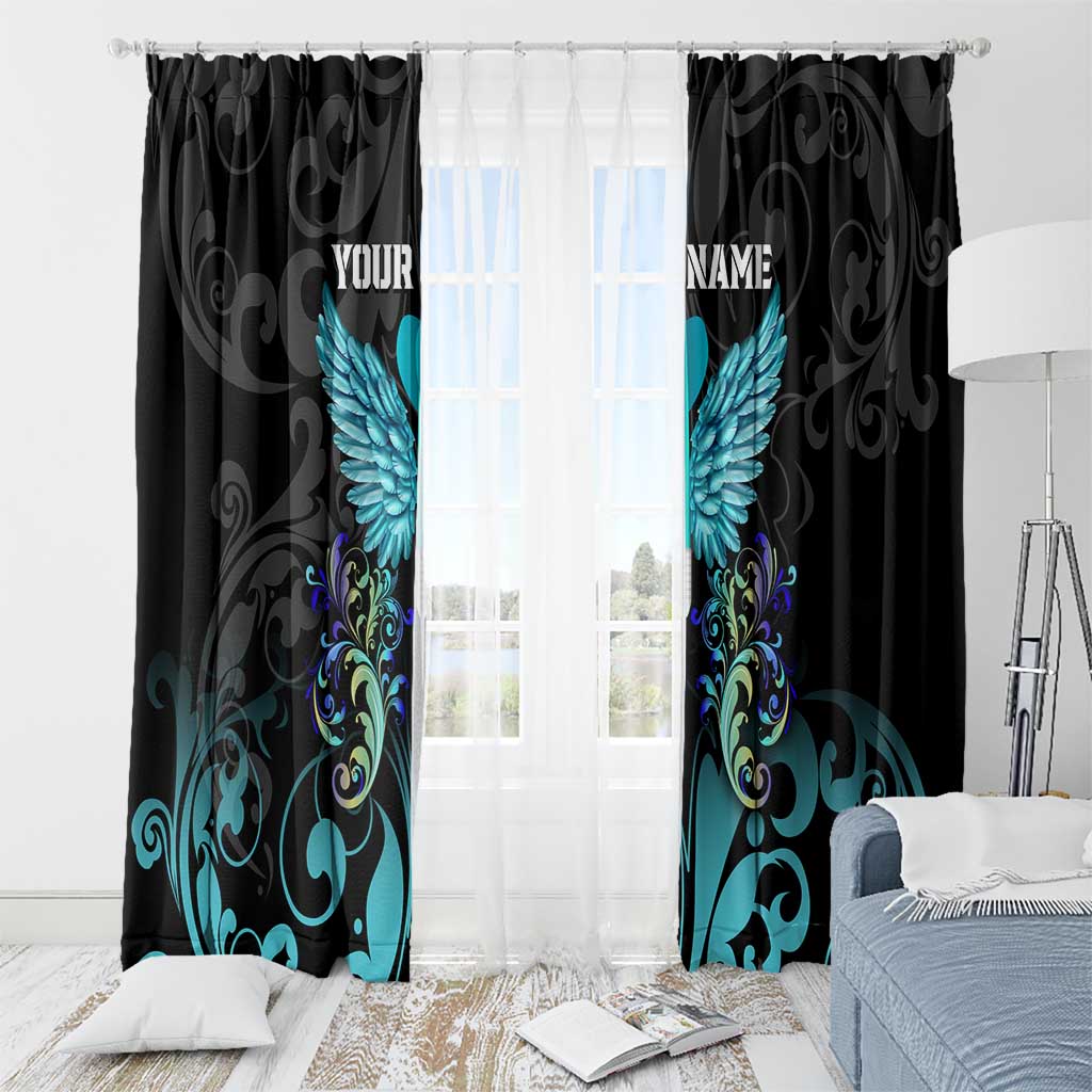 Personalized Elegant Wings and Dartboard Design Window Curtain with Swirling Floral Patterns - Wonder Print Shop