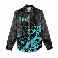 Personalized Elegant Wings and Dartboard Design Women Casual Shirt with Swirling Floral Patterns - Wonder Print Shop