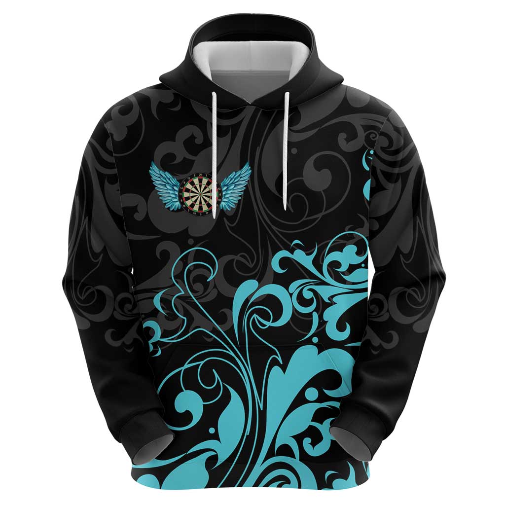Personalized Elegant Wings and Dartboard Design Zip Hoodie with Swirling Floral Patterns - Wonder Print Shop
