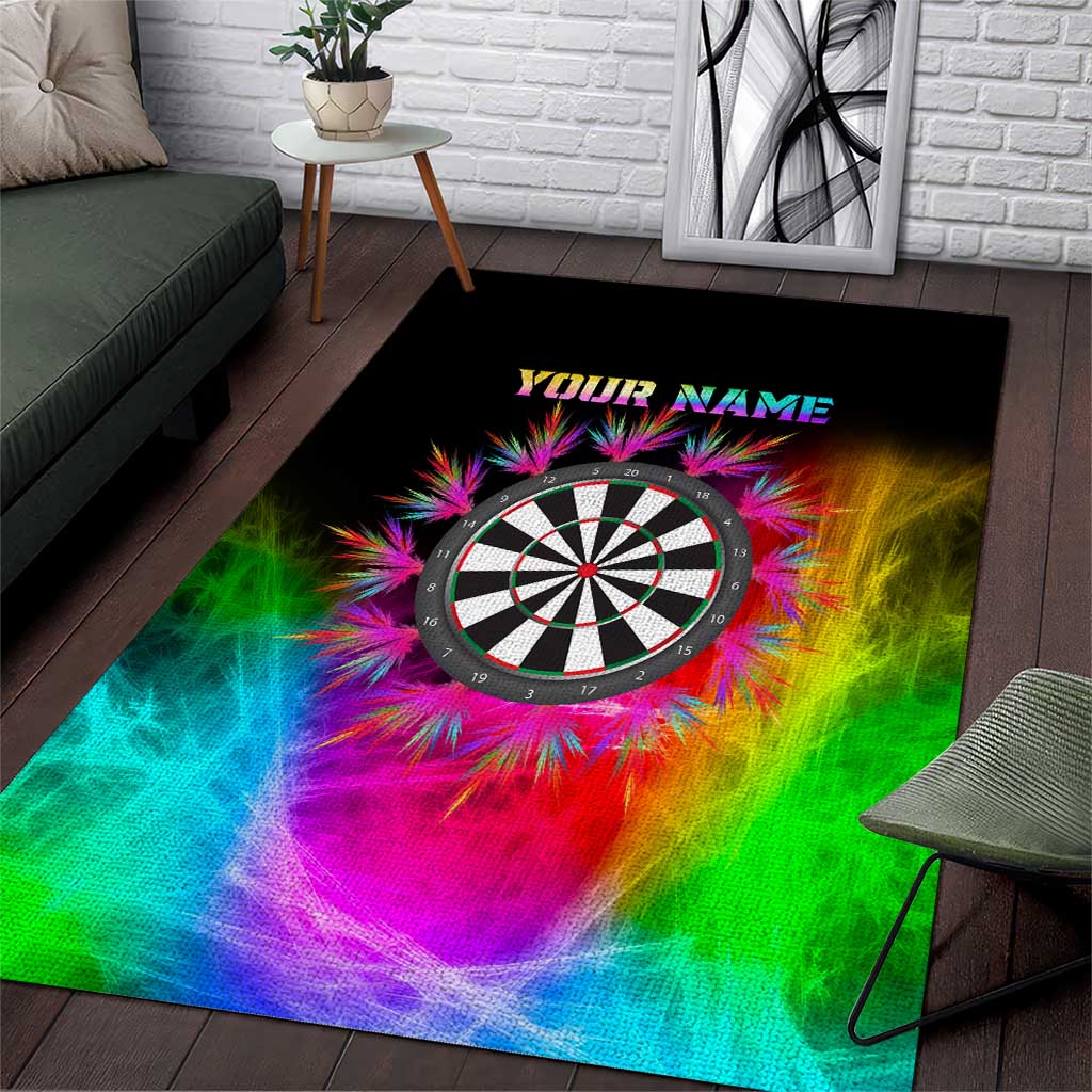 Personalized Colorful Neon Darts Area Rug with Bold Abstract Background - Wonder Print Shop