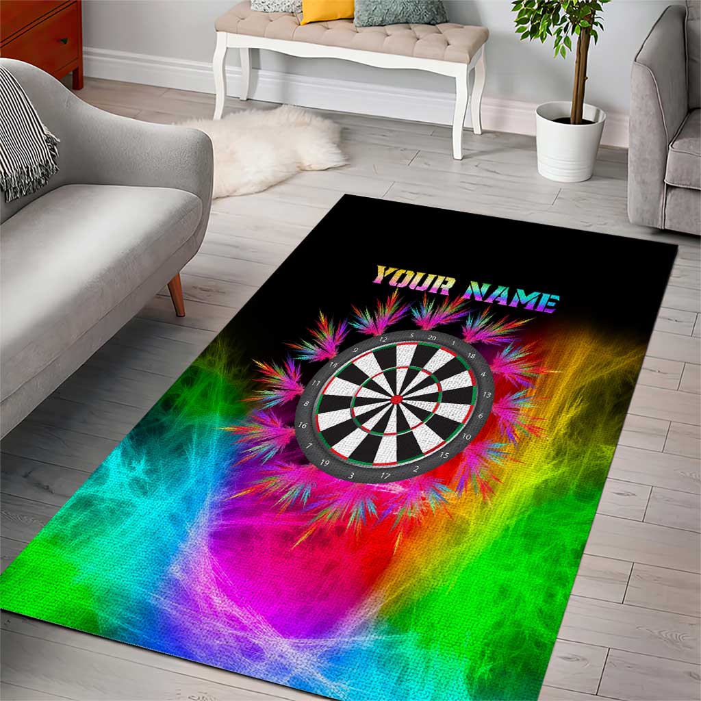 Personalized Colorful Neon Darts Area Rug with Bold Abstract Background - Wonder Print Shop