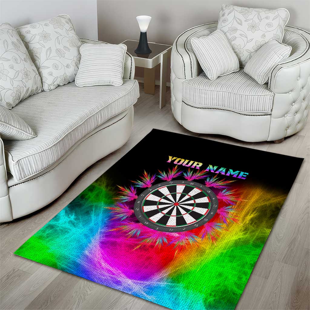 Personalized Colorful Neon Darts Area Rug with Bold Abstract Background - Wonder Print Shop