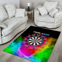 Personalized Colorful Neon Darts Area Rug with Bold Abstract Background - Wonder Print Shop