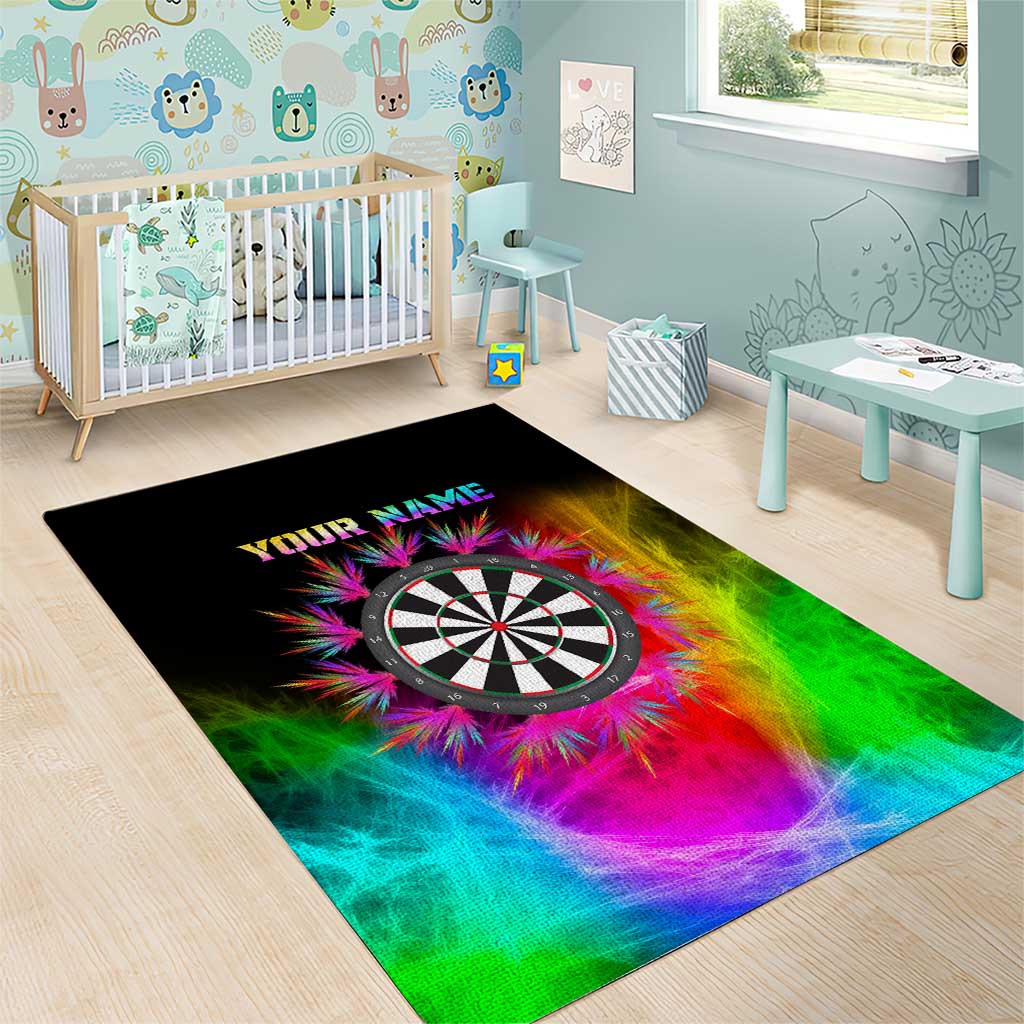 Personalized Colorful Neon Darts Area Rug with Bold Abstract Background - Wonder Print Shop