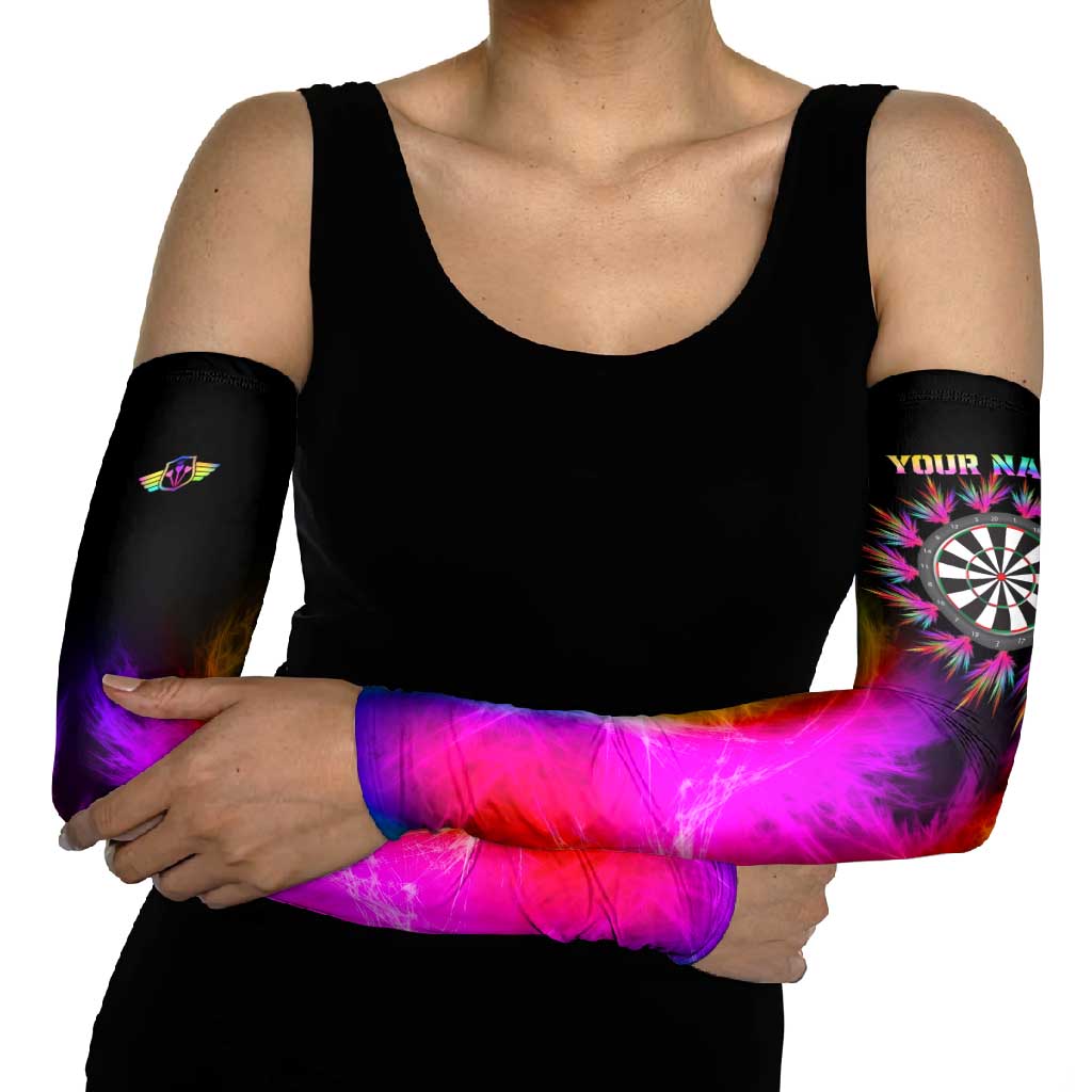 Personalized Colorful Neon Darts Arm Sleeves with Bold Abstract Background - Wonder Print Shop