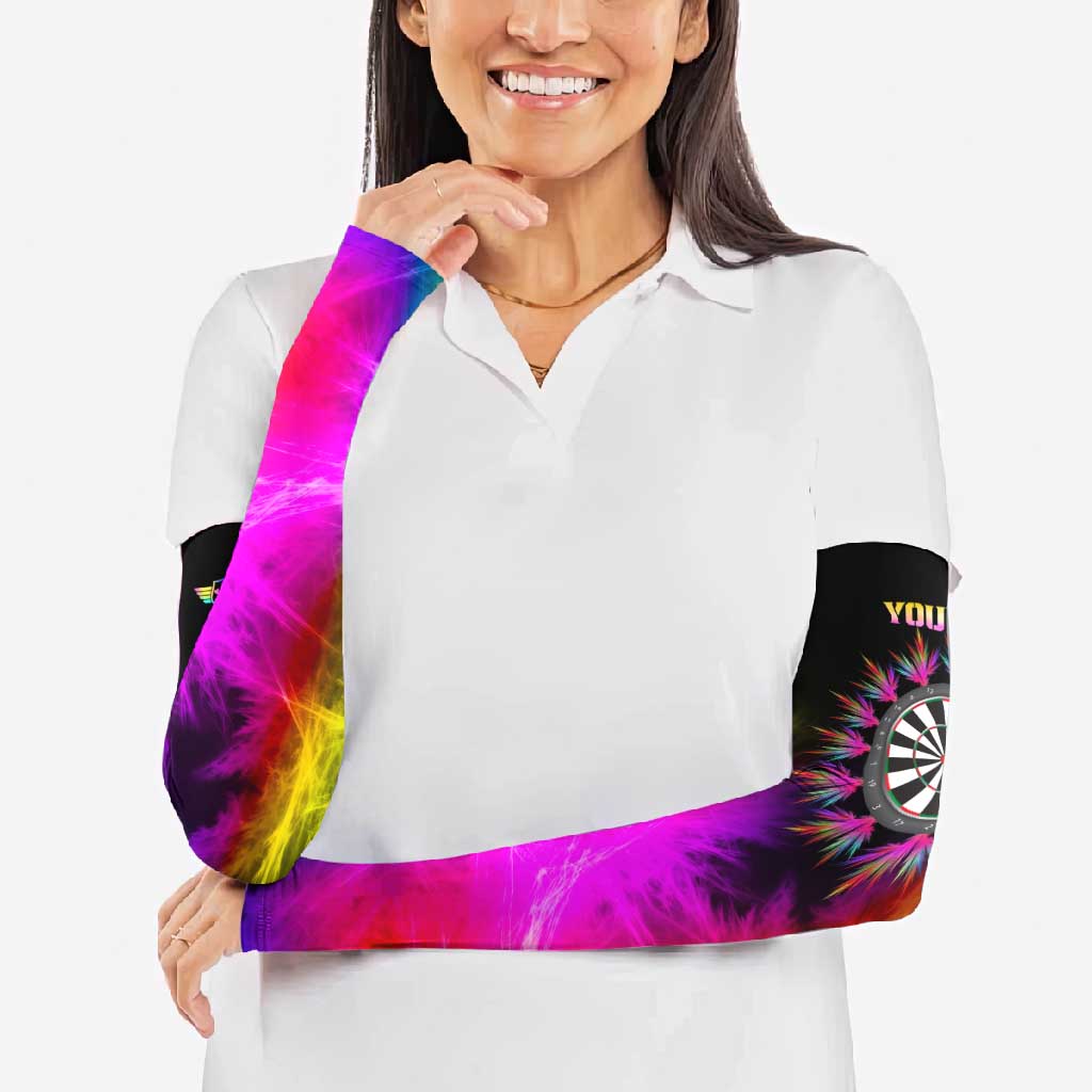 Personalized Colorful Neon Darts Arm Sleeves with Bold Abstract Background - Wonder Print Shop