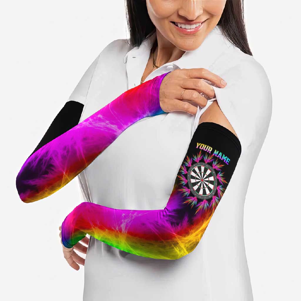 Personalized Colorful Neon Darts Arm Sleeves with Bold Abstract Background - Wonder Print Shop