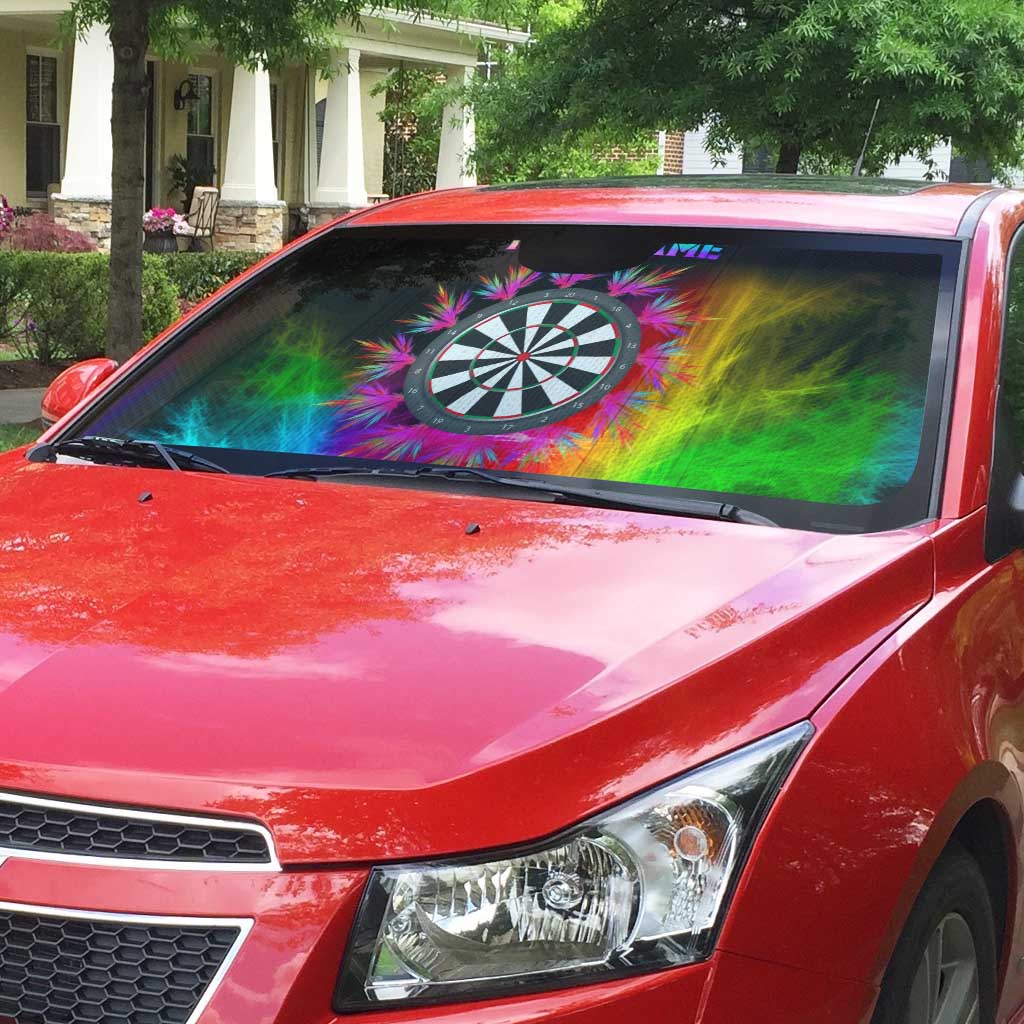 Personalized Colorful Neon Darts Auto Sun Shade with Bold Abstract Background - Wonder Print Shop