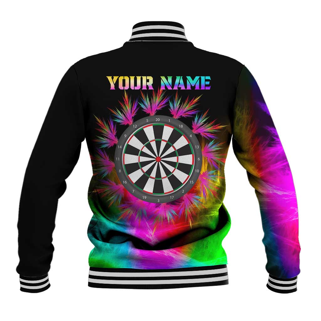 Personalized Colorful Neon Darts Baseball Jacket with Bold Abstract Background - Wonder Print Shop