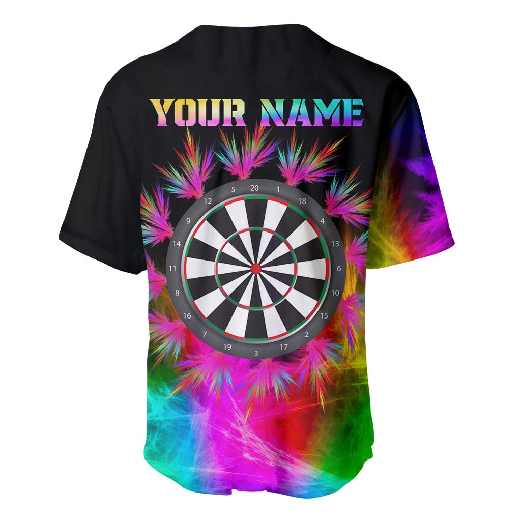 Personalized Colorful Neon Darts Baseball Jersey with Bold Abstract Background - Wonder Print Shop