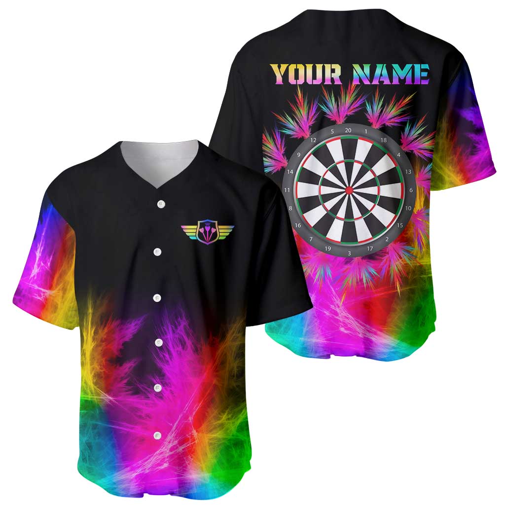 Personalized Colorful Neon Darts Baseball Jersey with Bold Abstract Background - Wonder Print Shop