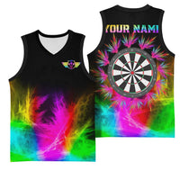Personalized Colorful Neon Darts Basketball Jersey with Bold Abstract Background - Wonder Print Shop