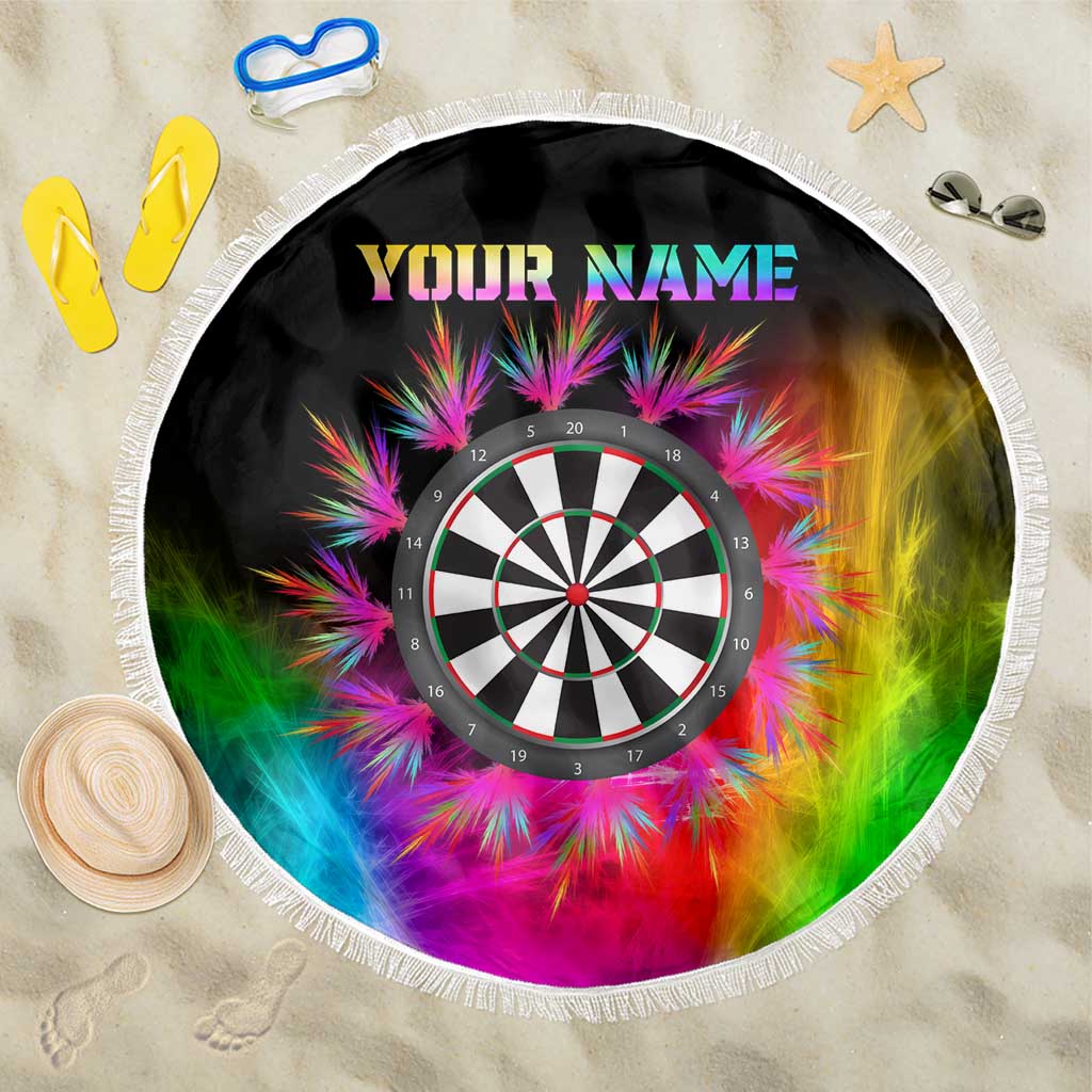 Personalized Colorful Neon Darts Beach Blanket with Bold Abstract Background - Wonder Print Shop