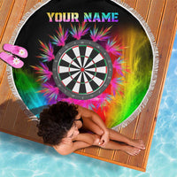 Personalized Colorful Neon Darts Beach Blanket with Bold Abstract Background - Wonder Print Shop