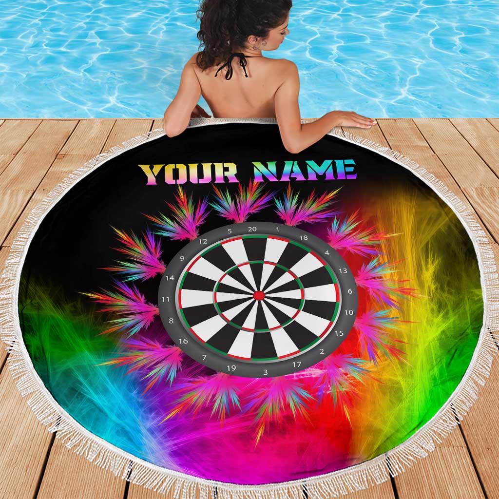 Personalized Colorful Neon Darts Beach Blanket with Bold Abstract Background - Wonder Print Shop