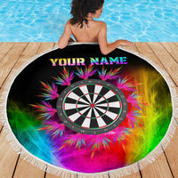 Personalized Colorful Neon Darts Beach Blanket with Bold Abstract Background - Wonder Print Shop