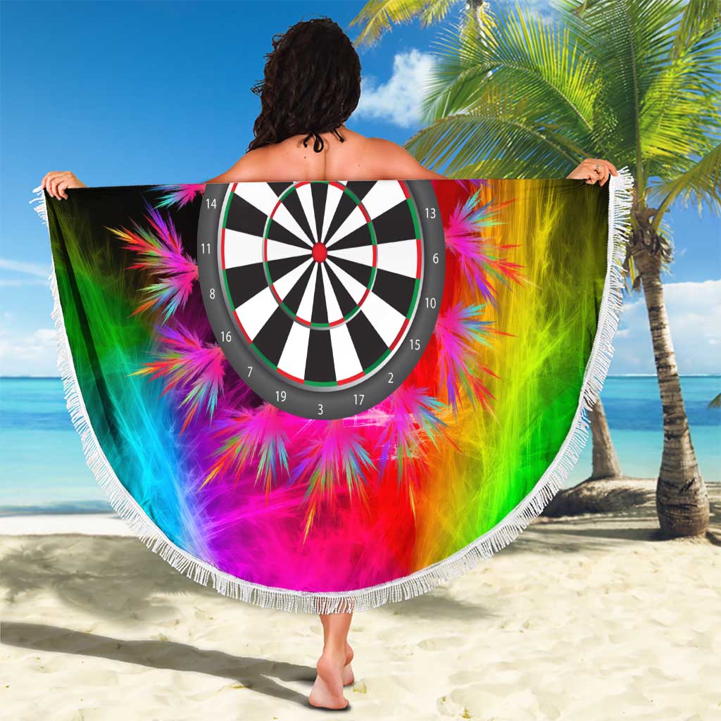 Personalized Colorful Neon Darts Beach Blanket with Bold Abstract Background - Wonder Print Shop