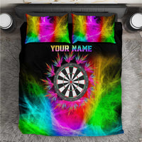 Personalized Colorful Neon Darts Bedding Set with Bold Abstract Background - Wonder Print Shop