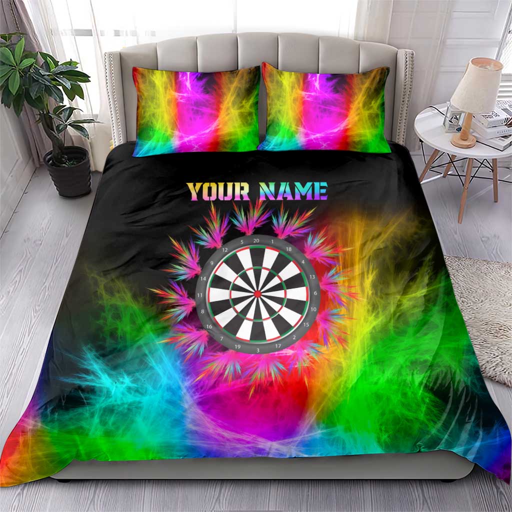 Personalized Colorful Neon Darts Bedding Set with Bold Abstract Background - Wonder Print Shop