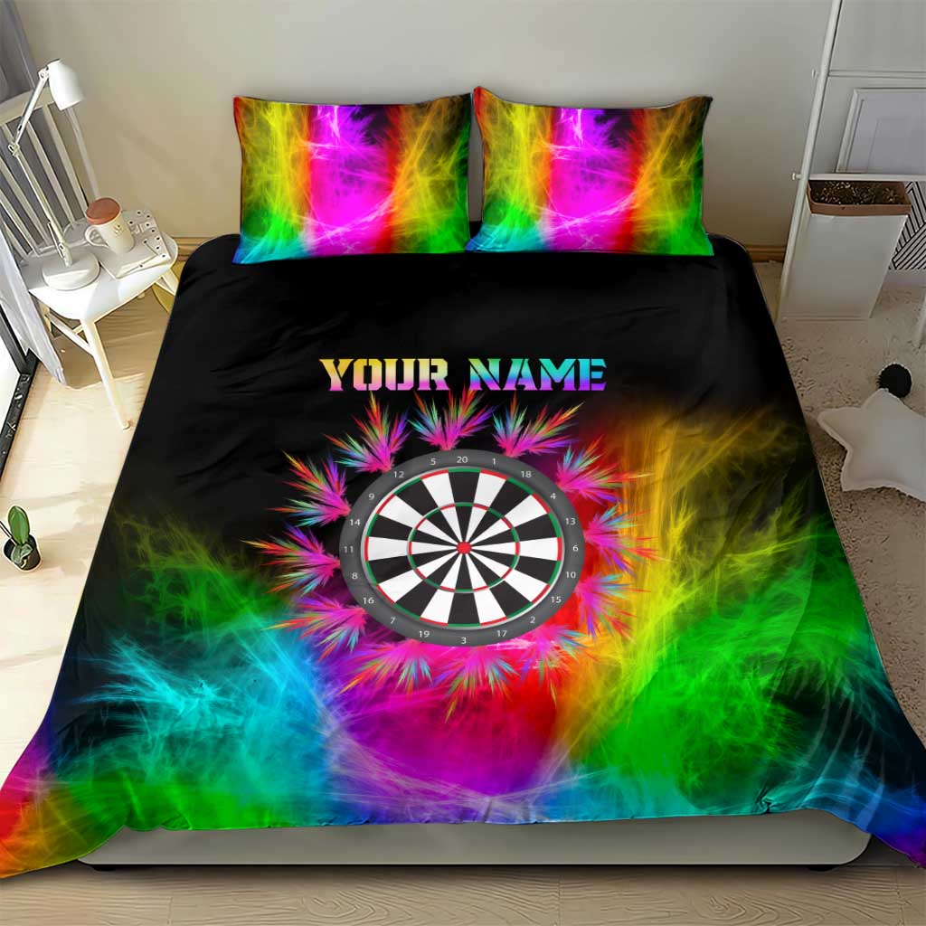 Personalized Colorful Neon Darts Bedding Set with Bold Abstract Background - Wonder Print Shop