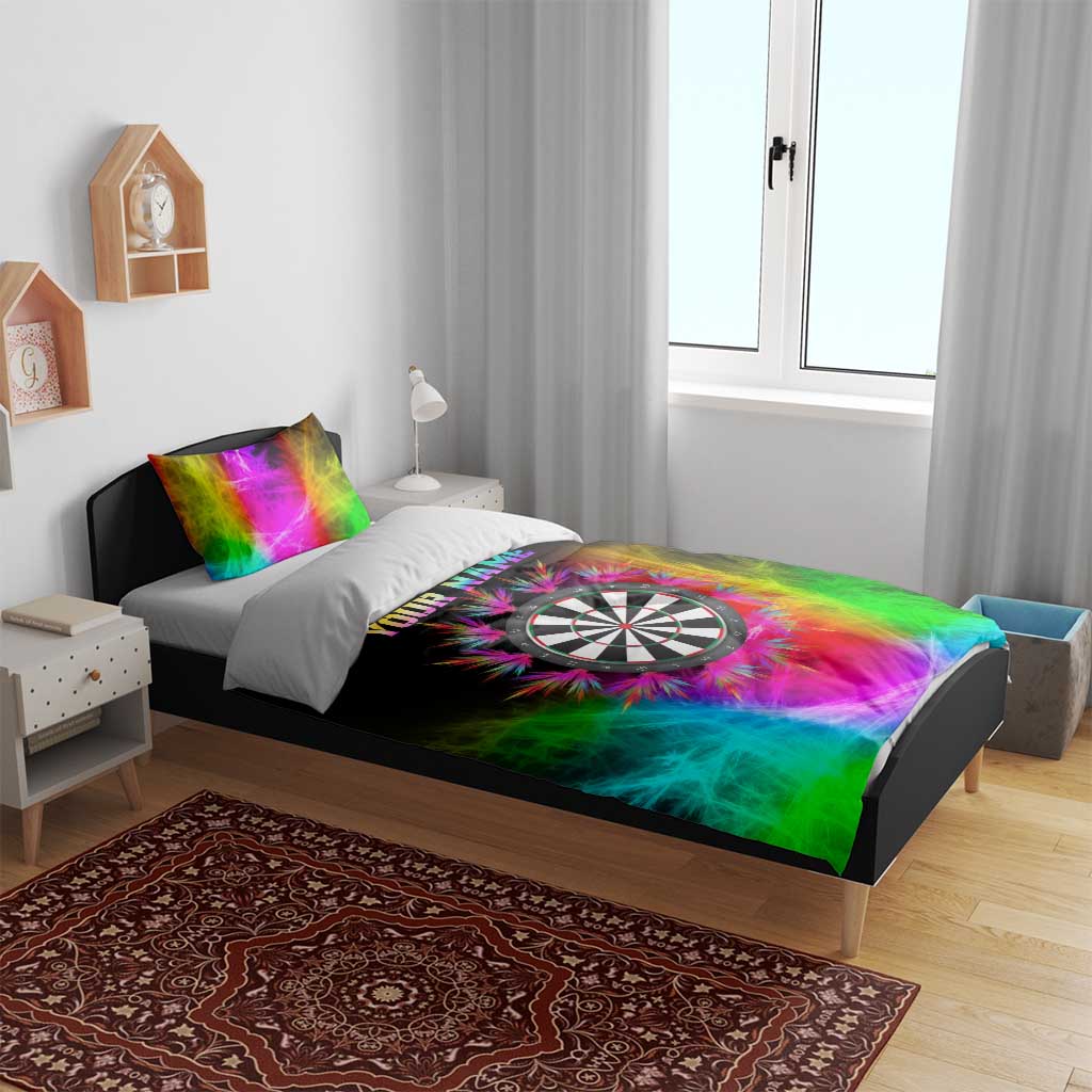 Personalized Colorful Neon Darts Bedding Set with Bold Abstract Background - Wonder Print Shop