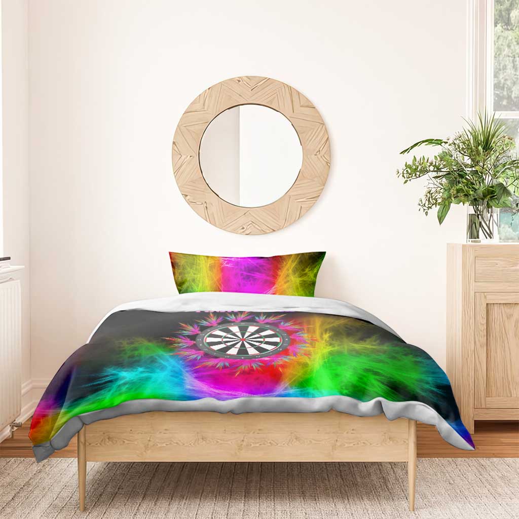 Personalized Colorful Neon Darts Bedding Set with Bold Abstract Background - Wonder Print Shop