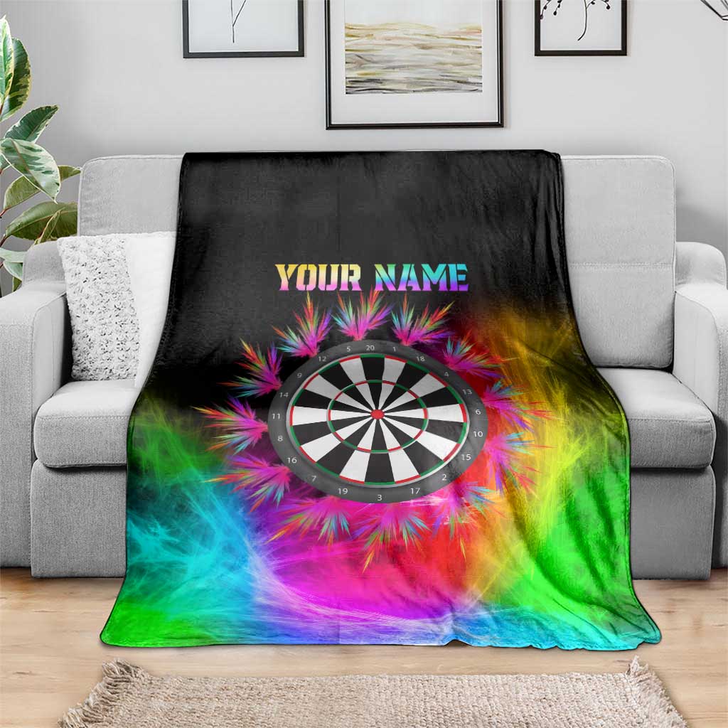 Personalized Colorful Neon Darts Blanket with Bold Abstract Background - Wonder Print Shop