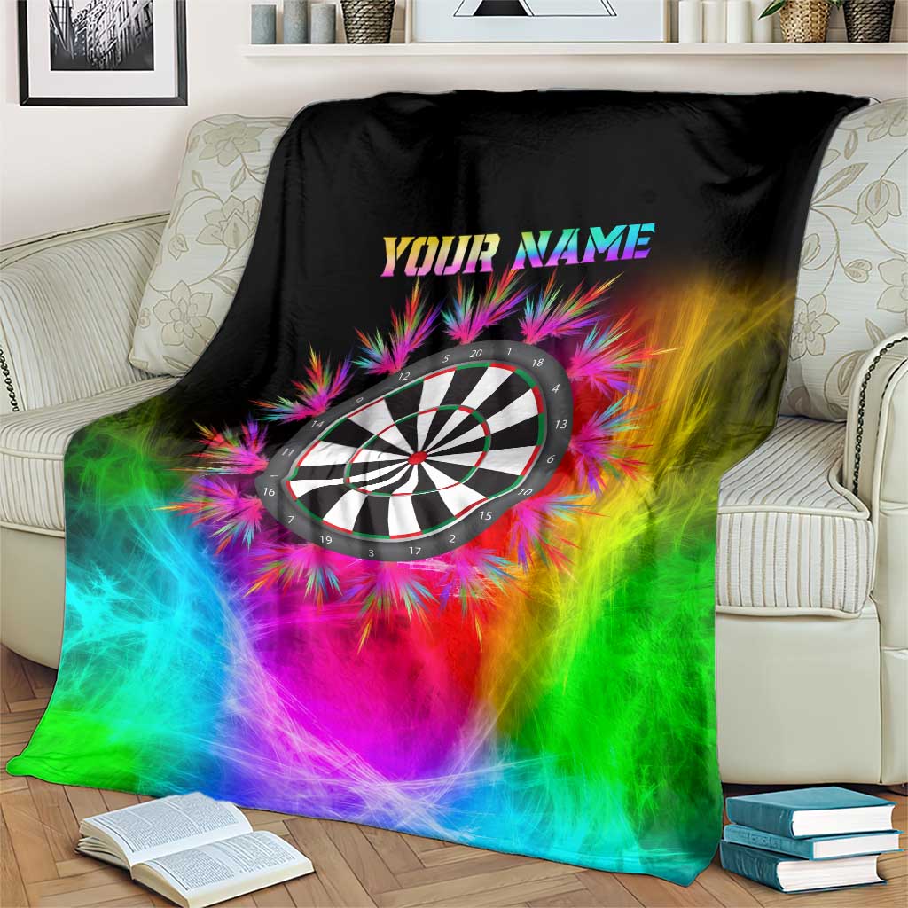 Personalized Colorful Neon Darts Blanket with Bold Abstract Background - Wonder Print Shop