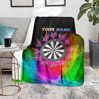 Personalized Colorful Neon Darts Blanket with Bold Abstract Background - Wonder Print Shop