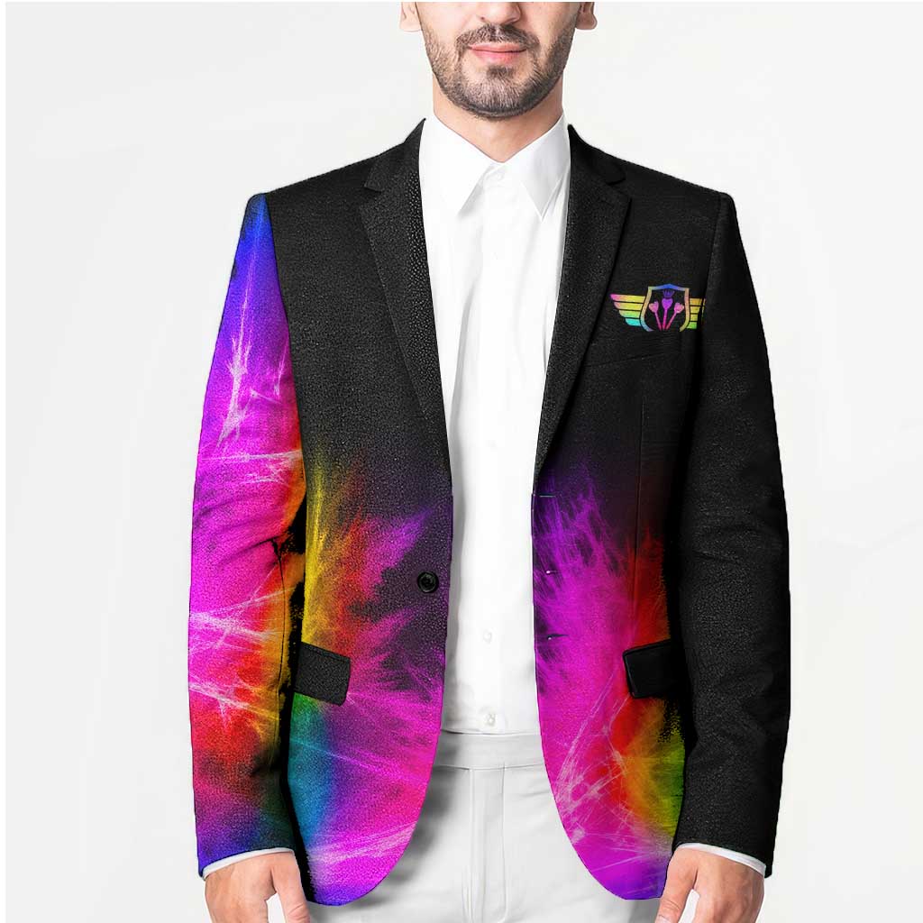 Personalized Colorful Neon Darts Blazer with Bold Abstract Background - Wonder Print Shop