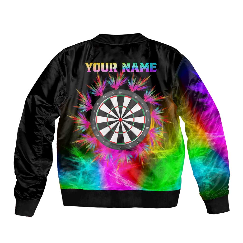 Personalized Colorful Neon Darts Bomber Jacket with Bold Abstract Background - Wonder Print Shop