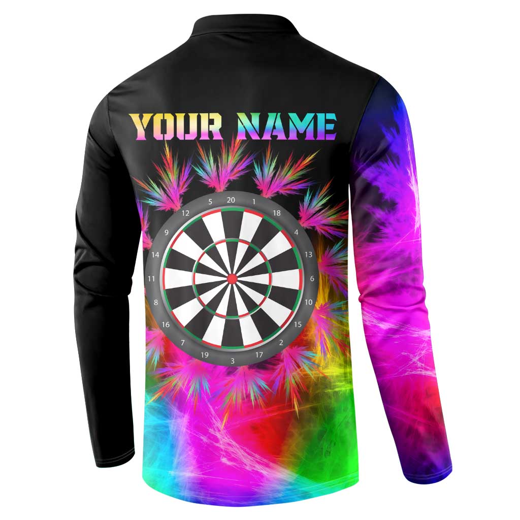 Personalized Colorful Neon Darts Button Sweatshirt with Bold Abstract Background - Wonder Print Shop
