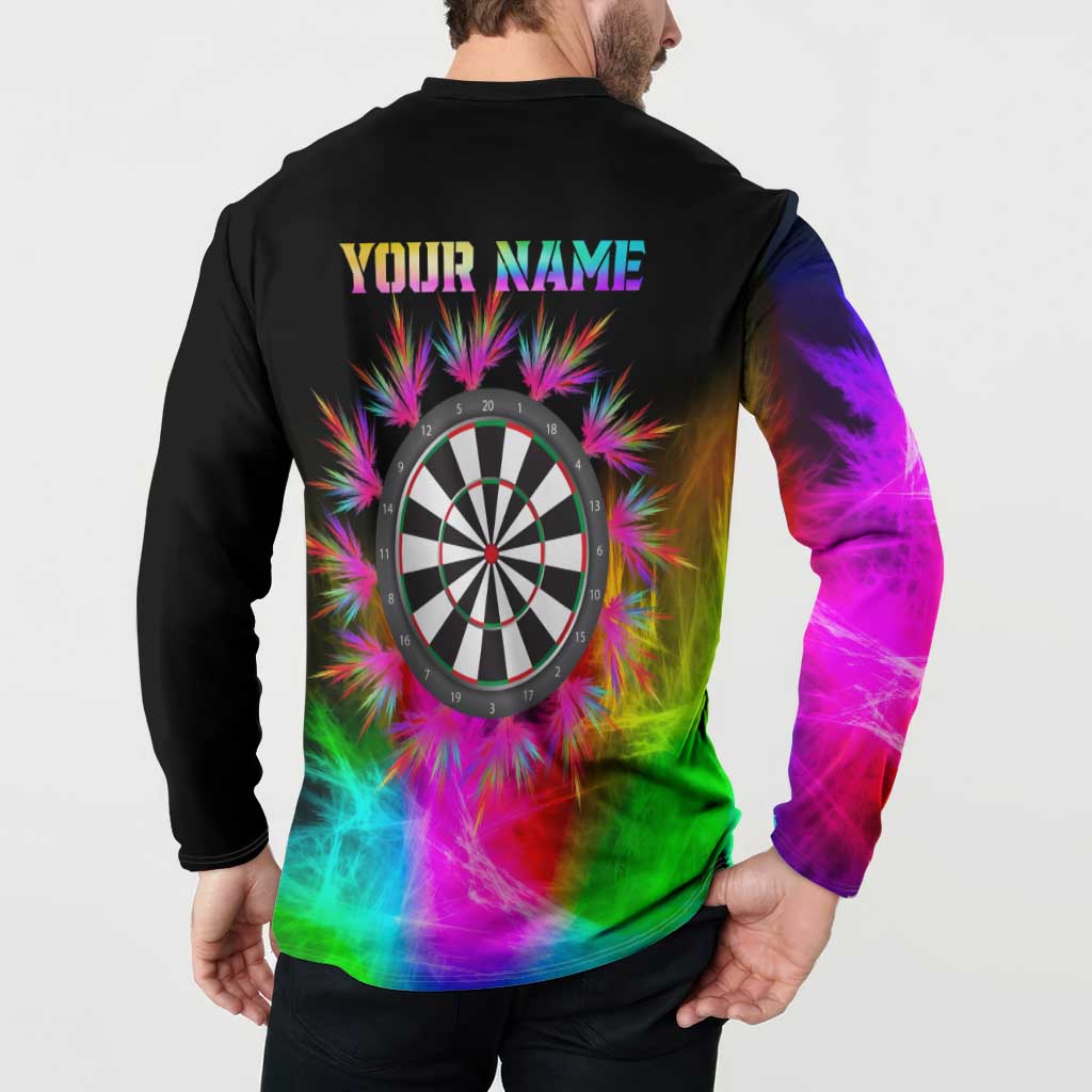 Personalized Colorful Neon Darts Button Sweatshirt with Bold Abstract Background - Wonder Print Shop