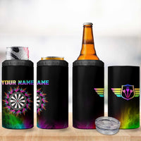 Personalized Colorful Neon Darts 4 in 1 Can Cooler Tumbler with Bold Abstract Background - Wonder Print Shop